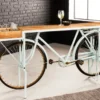 Retro Konsolentisch BICYCLE 190cm salbei natur Mangoholz Fahrrad Bartisch Upcycling