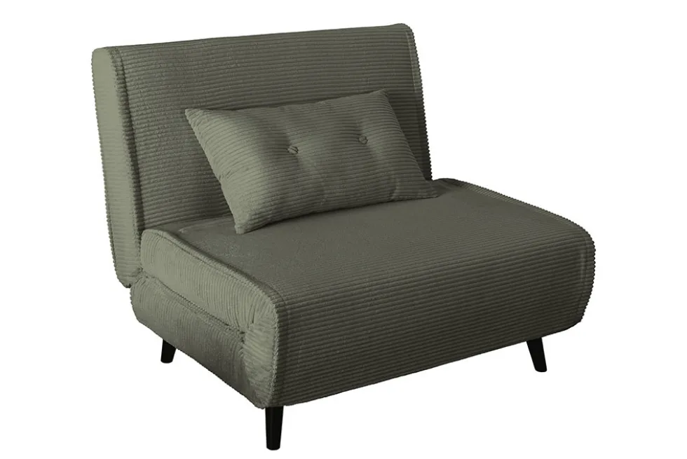 Retro Schlafsessel SMART MULTIFUNCTION 100cm grün Cord Bettfunktion inkl. Kissen