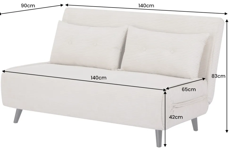 Retro Schlafsessel SMART MULTIFUNCTION 140cm grün Cord Bettfunktion inkl. Kissen