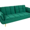 Retro Schlafsofa BOUTIQUE 215cm smaragdgrün Samt 3-Sitzer mit goldenen Füßen