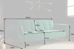 Retro Schlafsofa BOUTIQUE 215cm smaragdgrün Samt 3-Sitzer mit goldenen Füßen
