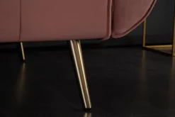 Retro Schlafsofa DIVANI 220cm altrosa Samt goldene Metallfüße 3-Sitzer mit Bettfunktion