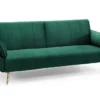 Retro Schlafsofa DIVANI 220cm smaragdgrün Samt goldene Metallfüße 3-Sitzer mit Bettfunktion