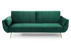 Retro Schlafsofa DIVANI 220cm smaragdgrün Samt goldene Metallfüße 3-Sitzer mit Bettfunktion