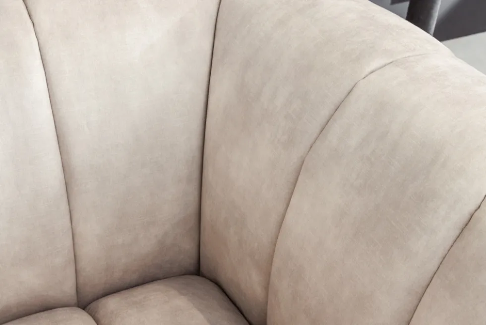 Retro Sessel NOBLESSE 105cm champagner beige Samt mit Ziersteppung