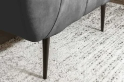 Retro Sessel NOBLESSE 105cm grau Samt schwarze Metallfüße Federkern Ziersteppung