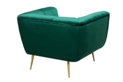 Retro Sessel NOBLESSE 105cm smaragdgrün Samt mit Ziersteppung
