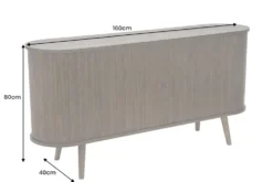 Retro Sideboard VALHALLA WOOD 160cm smoked Eichenholz Schiebetüren