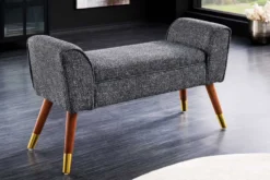 Retro Sitzbank SCARLETT 90cm anthrazit Bouclé mit Armlehnen