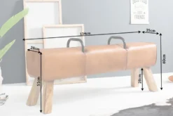Retro Sitzbank TURNBOCK 134cm mit Echtleder Bezug Mangoholz Bank