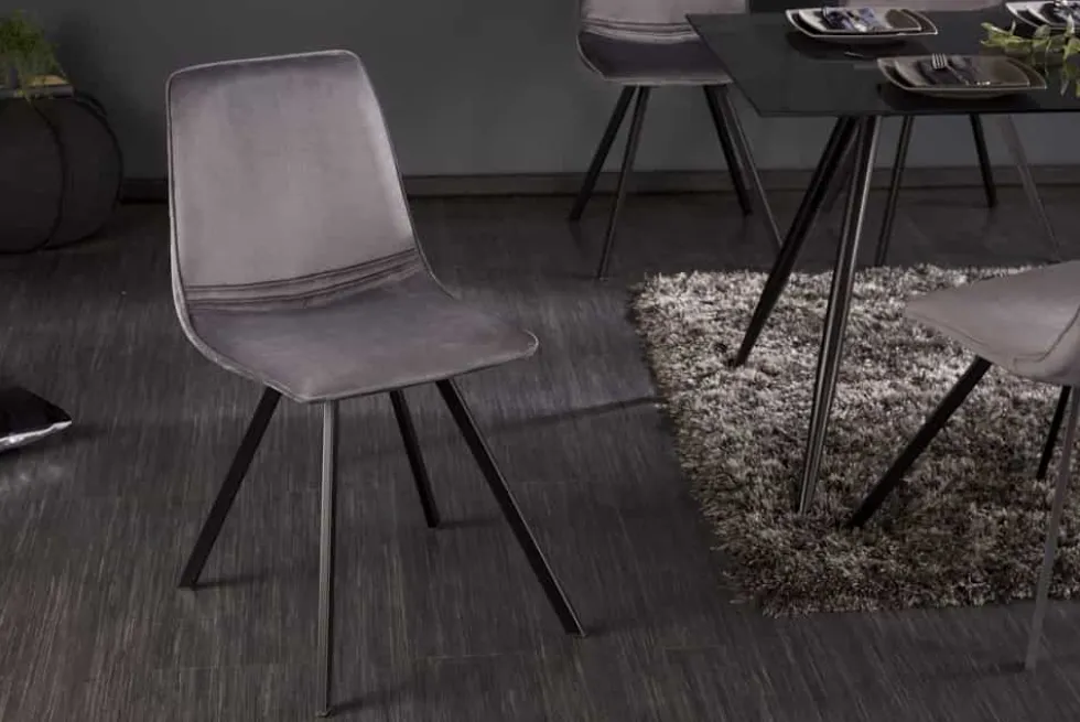 Retro Stuhl AMSTERDAM CHAIR dunkelgrau Samt Designklassiker
