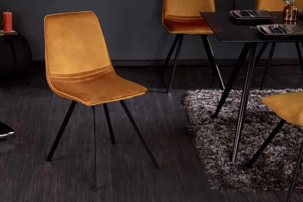 Retro Stuhl AMSTERDAM CHAIR senfgelb Samt Designklassiker