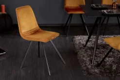 Retro Stuhl AMSTERDAM CHAIR senfgelb Samt Designklassiker