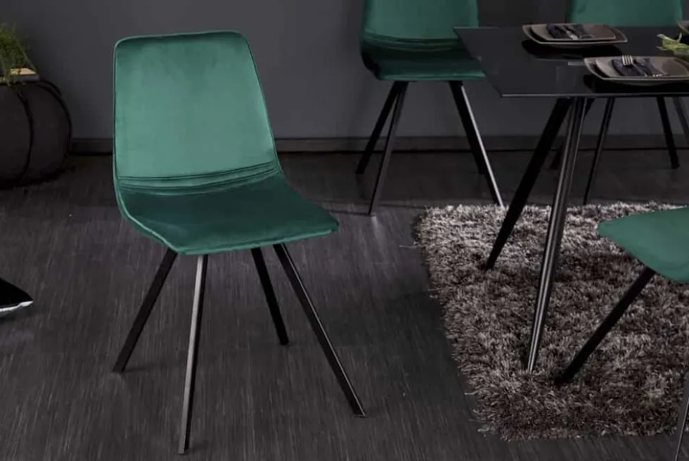 Retro Stuhl AMSTERDAM CHAIR smaragdgrün Samt Designklassiker