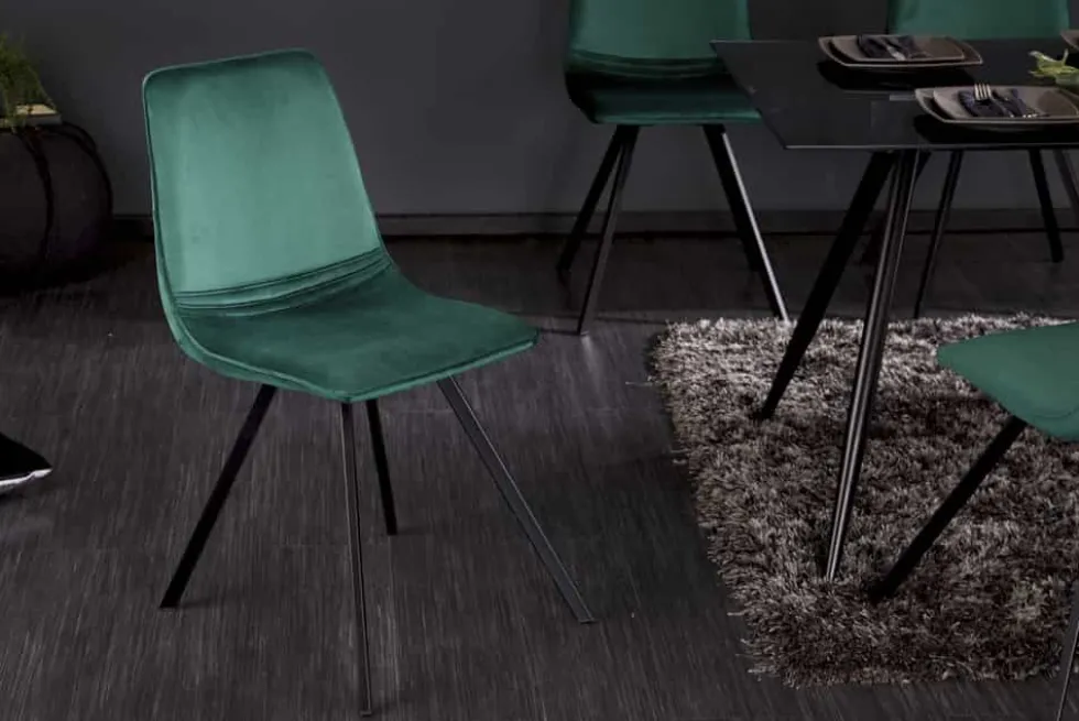 Retro Stuhl AMSTERDAM CHAIR smaragdgrün Samt Designklassiker