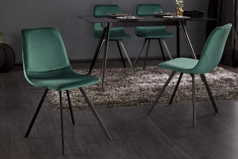 Retro Stuhl AMSTERDAM CHAIR smaragdgrün Samt Designklassiker