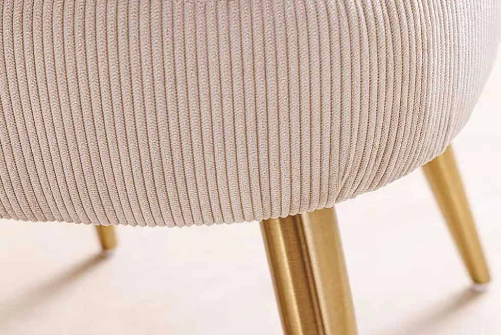 Retro Stuhl MIA CASA beige Cord champagner gold brushed Metall