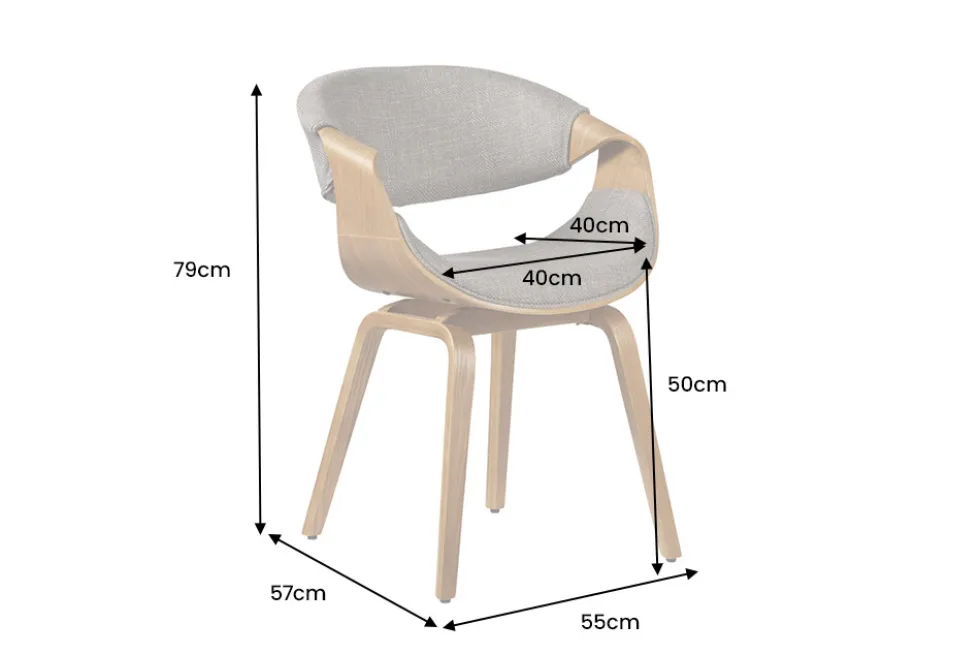 Retro Stuhl ORGANIC natur Eschenholz grau Strukturstoff