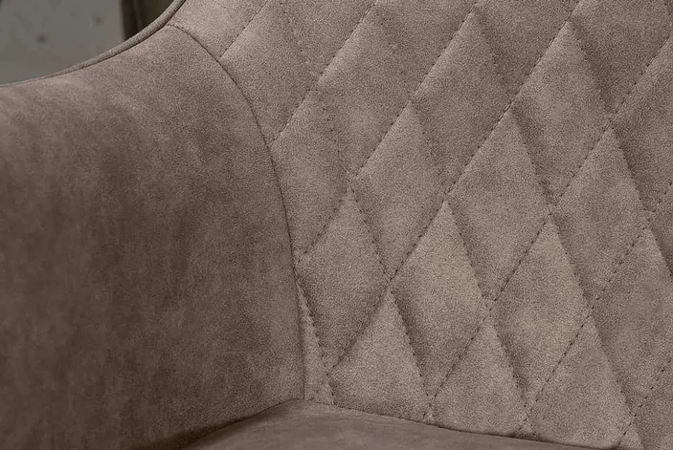 Retro Stuhl PALERMO taupe mit Armlehne und Ziersteppung