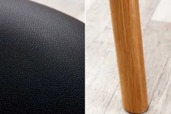 Retro Stuhl VALHALLA WOOD matt-braun Eiche Massivholz mit Armlehne