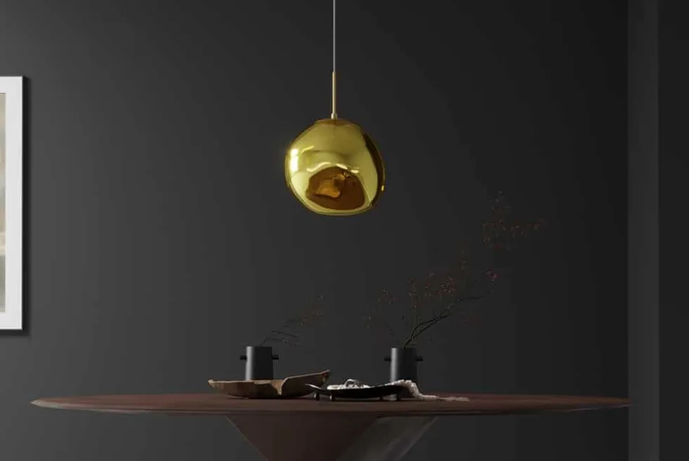 Runde Hängelampe LIQUID DIAMOND 20cm gold Glas Stahl Kugelleuchte