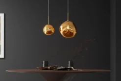 Runde Hängelampe LIQUID DIAMOND 20cm gold Glas Stahl Kugelleuchte