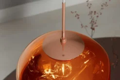 Runde Hängelampe LIQUID DIAMOND 20cm kupfer Glas Stahl Kugelleuchte