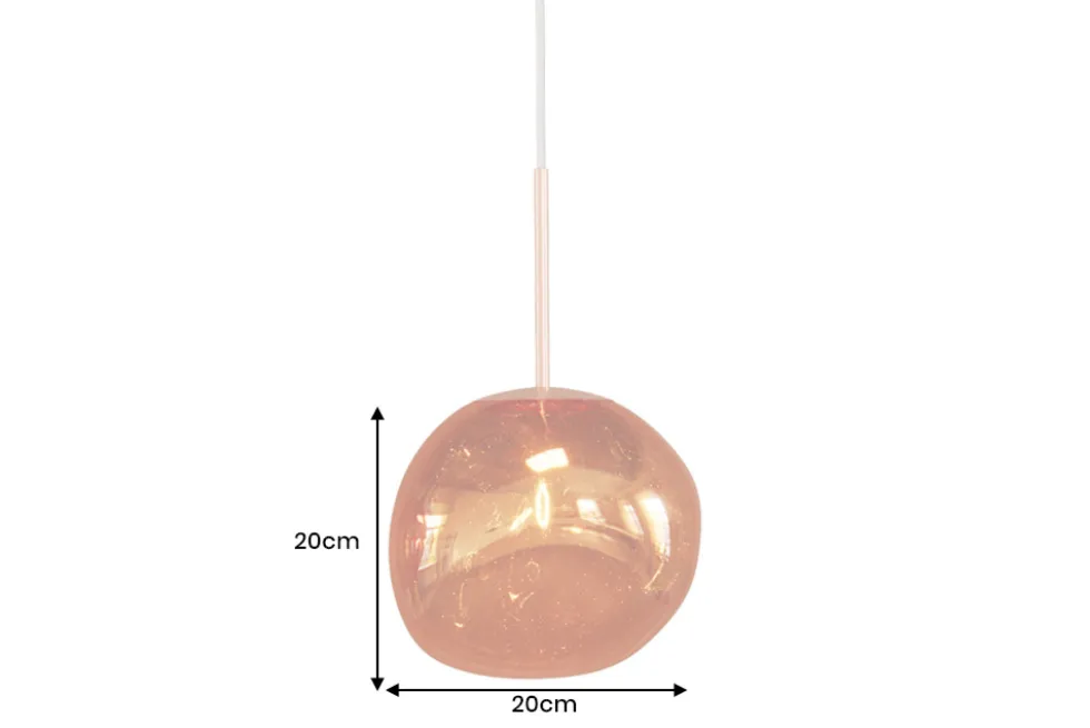 Runde Hängelampe LIQUID DIAMOND 20cm kupfer Glas Stahl Kugelleuchte