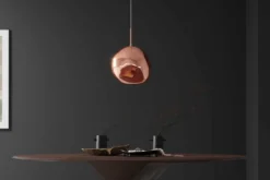 Runde Hängelampe LIQUID DIAMOND 20cm kupfer Glas Stahl Kugelleuchte
