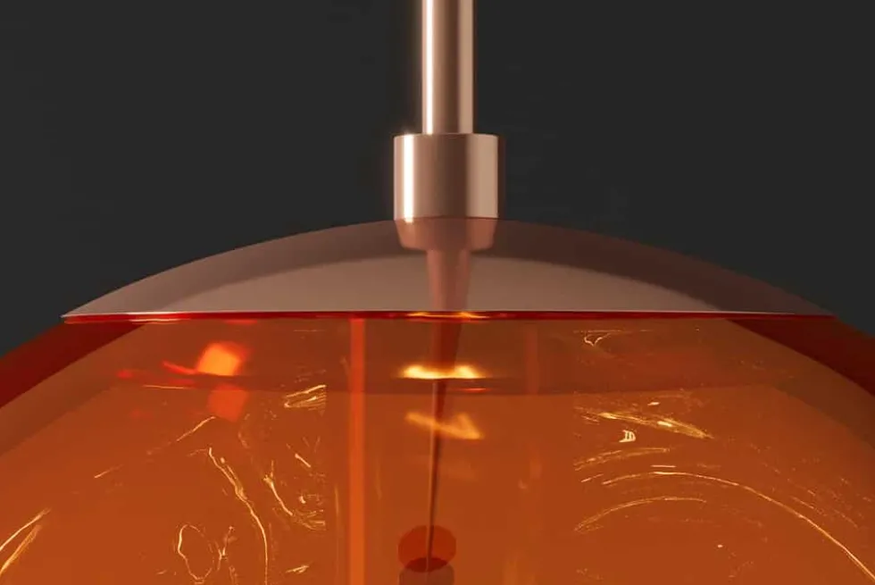 Runde Hängelampe LIQUID DIAMOND 20cm kupfer Glas Stahl Kugelleuchte