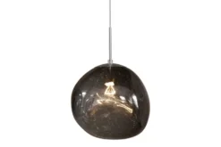 Runde Hängelampe LIQUID DIAMOND 20cm smoke Glas Stahl Kugelleuchte