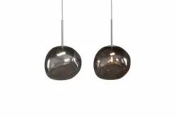 Runde Hängelampe LIQUID DIAMOND 20cm smoke Glas Stahl Kugelleuchte