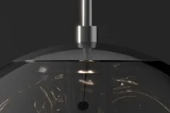 Runde Hängelampe LIQUID DIAMOND 20cm smoke Glas Stahl Kugelleuchte