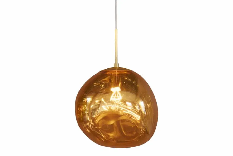 Runde Hängelampe LIQUID DIAMOND 35cm gold Glas Stahl Kugelleuchte