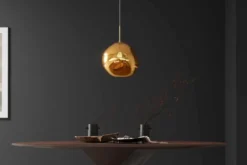 Runde Hängelampe LIQUID DIAMOND 35cm gold Glas Stahl Kugelleuchte