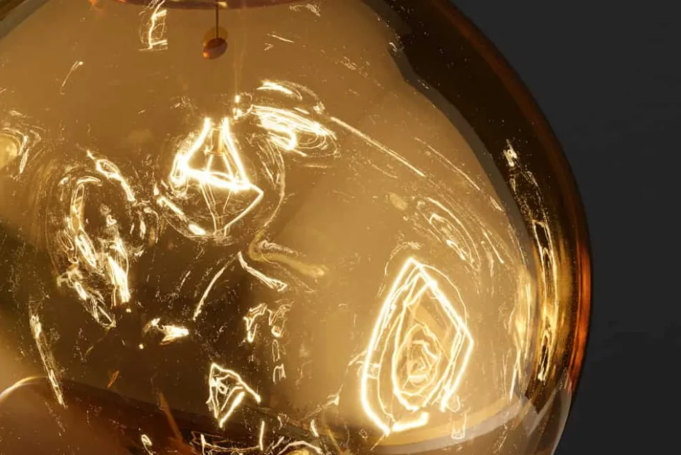 Runde Hängelampe LIQUID DIAMOND 35cm gold Glas Stahl Kugelleuchte
