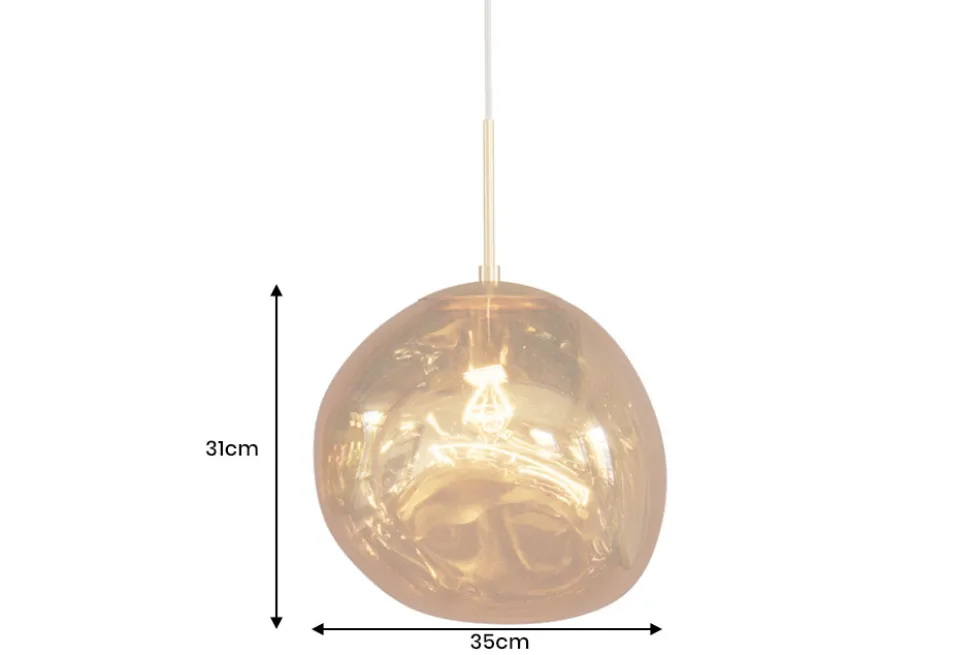 Runde Hängelampe LIQUID DIAMOND 35cm gold Glas Stahl Kugelleuchte