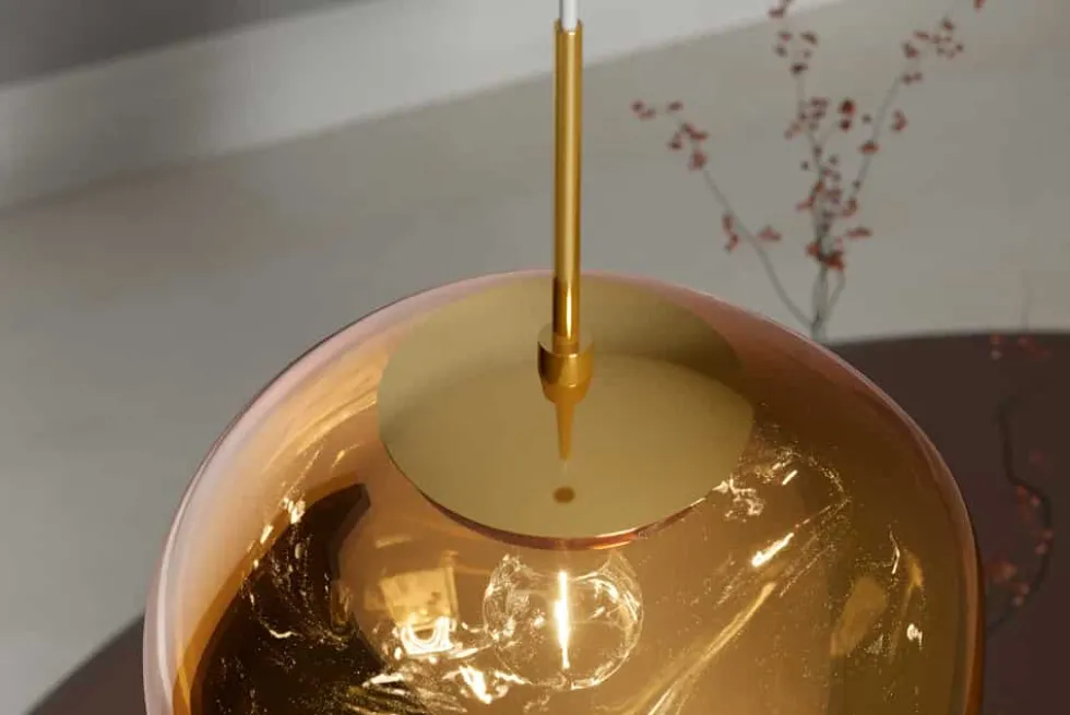 Runde Hängelampe LIQUID DIAMOND 35cm gold Glas Stahl Kugelleuchte