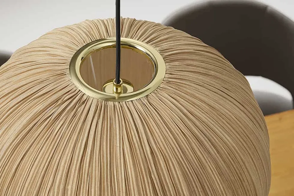 Runde Hängelampe ORGANIC 45cm natur Stoffschirm Boho