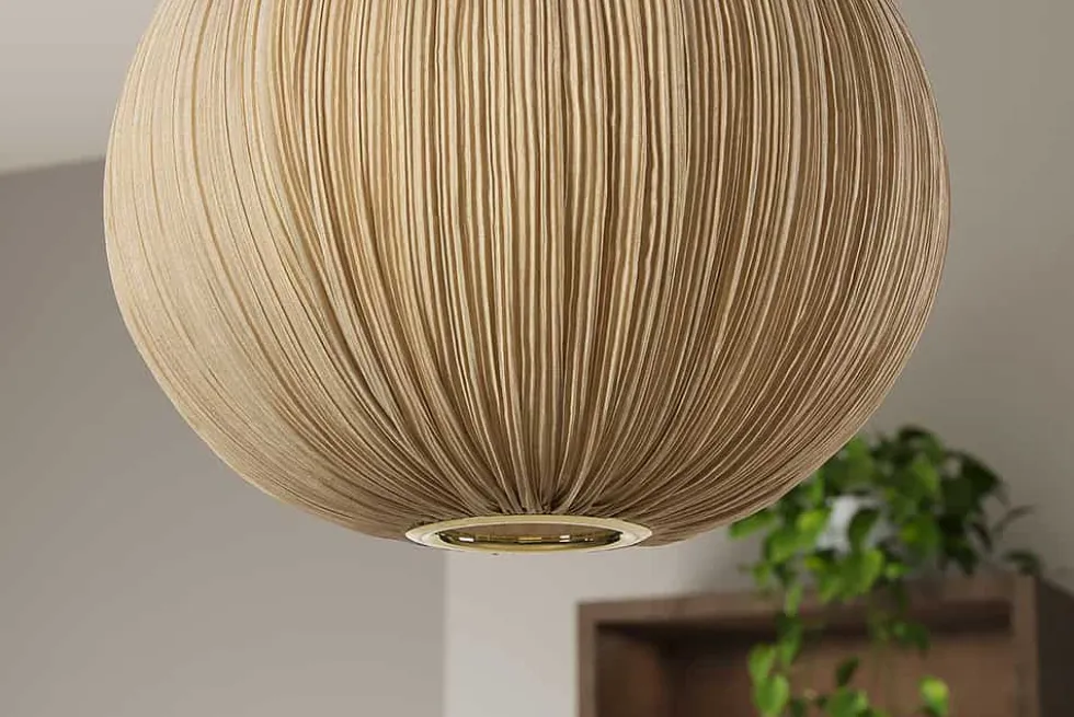 Runde Hängelampe ORGANIC 45cm natur Stoffschirm Boho