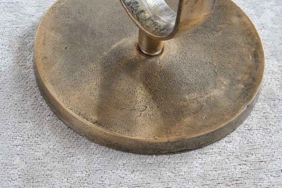 Runder Beistelltisch ELEGANCE 60cm messing Mangoholz Metall Aluminium massiv handmade