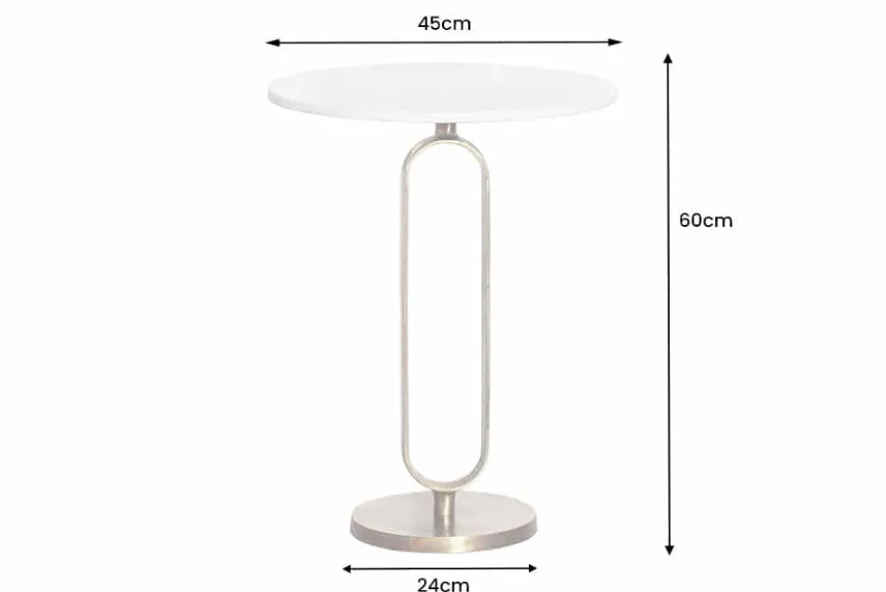 Runder Beistelltisch ELEGANCE 60cm weiß gold antik Marmor Metall Aluminium handmade