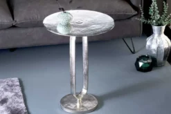 Runder Beistelltisch ELEGANCE 60cm silber Metall Aluminium handmade