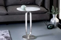 Runder Beistelltisch ELEGANCE 60cm silber Metall Aluminium handmade
