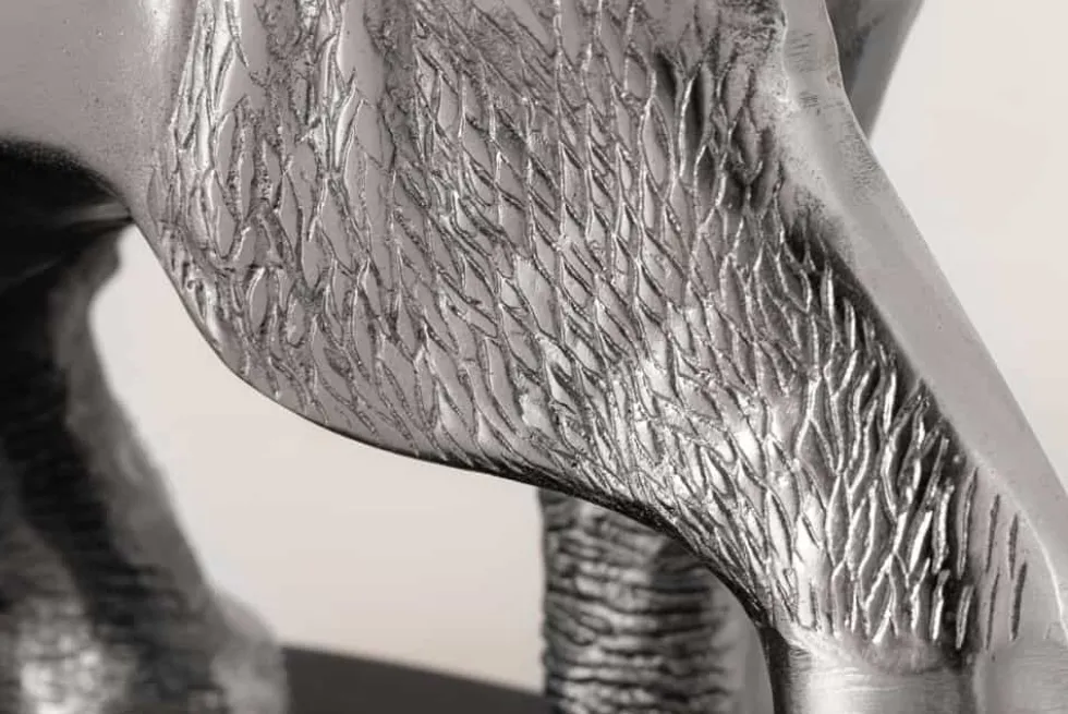 Runder Beistelltisch ELEPHANT 80cm silber Metall Glas Marmor Skulptur handmade