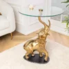 Runder Beistelltisch ELEPHANT 80cm gold Metall Glas Marmor Skulptur handmade