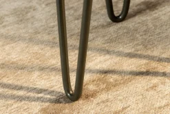Runder Beistelltisch GOA 45cm grau Akazie Massivholz Baumscheibe Hairpin Legs Metall