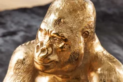 Runder Beistelltisch KONG 50cm gold Metall Glas Affenfigur Gorilla Skulptur