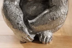 Runder Beistelltisch KONG 50cm silber Metall Glas Affenfigur Gorilla Skulptur