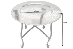 Runder Beistelltisch MARRAKESCH 40cm silber Teetisch abnehmbares Tablett klappbar